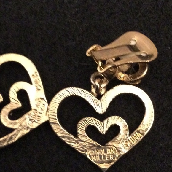 Nolan Miller heart rhinestone clip earrings - Picture 4 of 5
